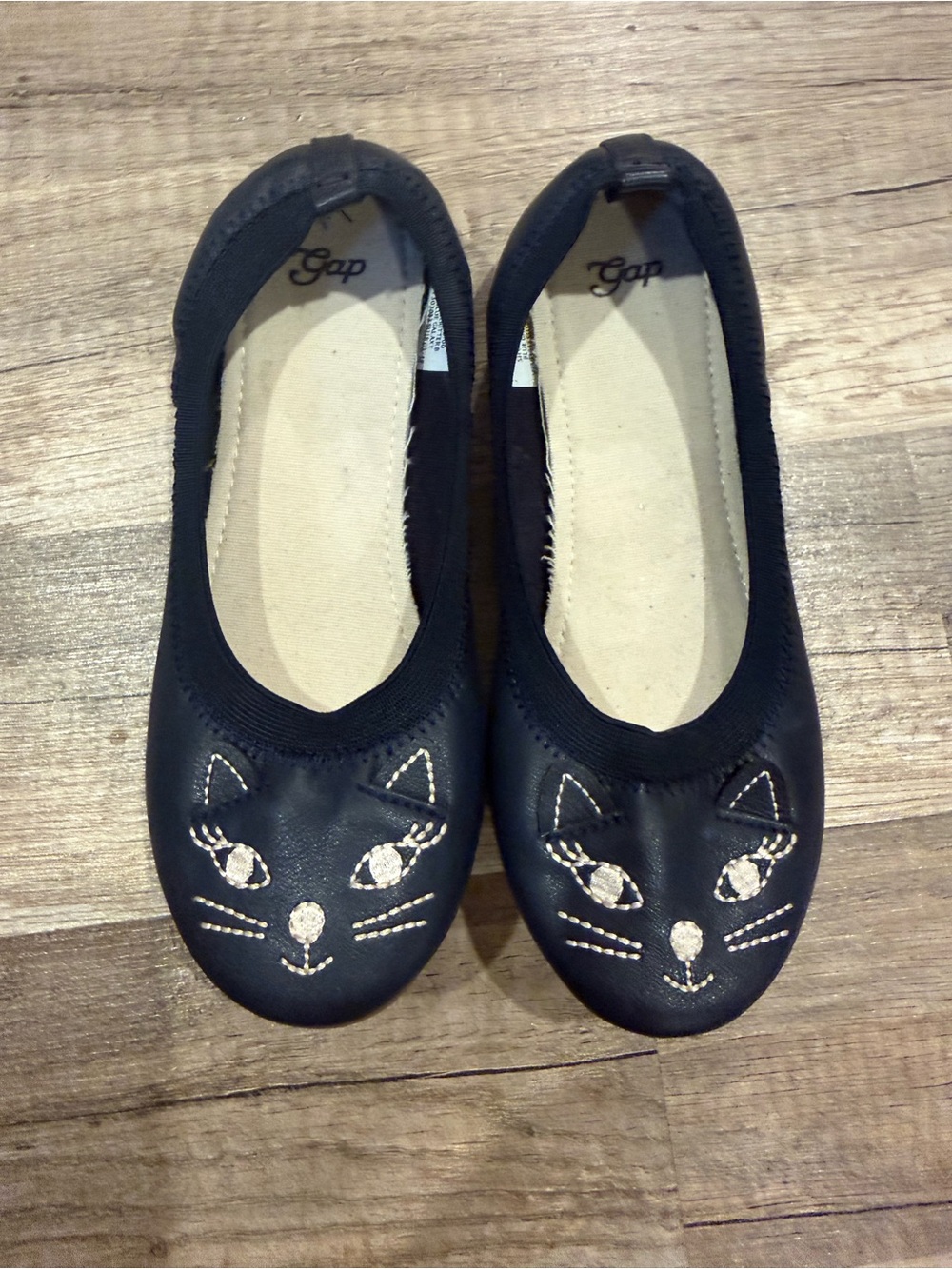 GAP Black Girls' Cat Face Ballet Flats